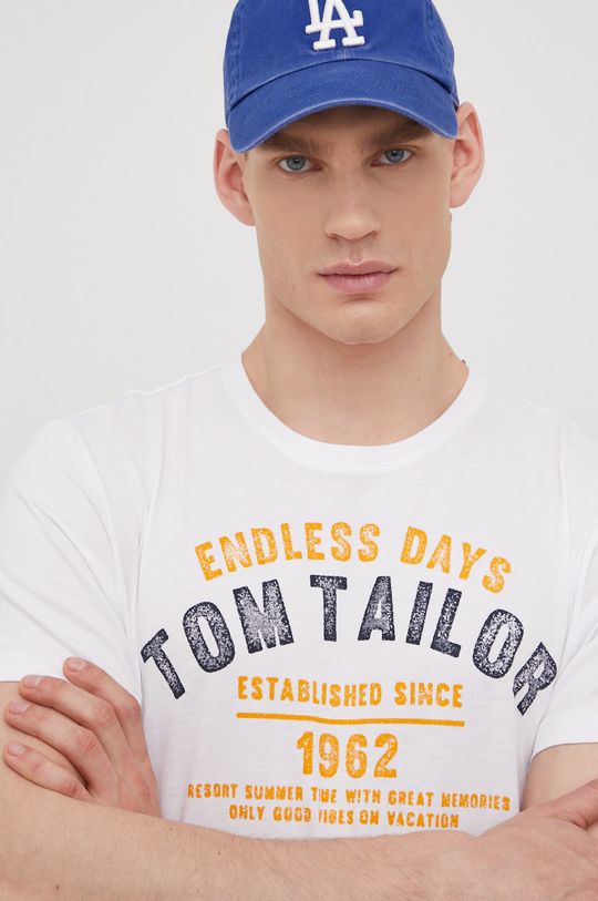 biały Tom Tailor t-shirt bawełniany