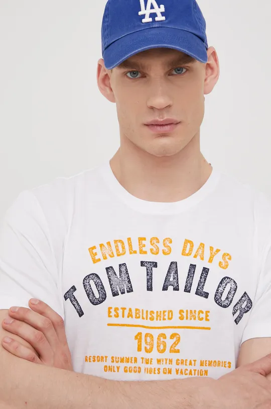 biela Bavlnené tričko Tom Tailor