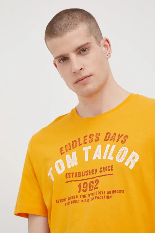 πορτοκαλί Βαμβακερό μπλουζάκι Tom Tailor Ανδρικά