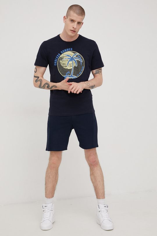 Bavlněné tričko Tom Tailor námořnická modř