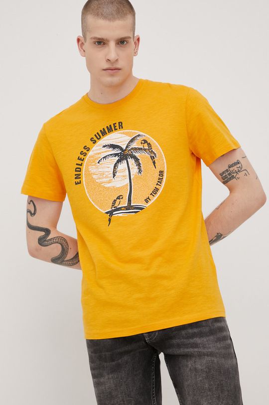 oranžová Bavlněné tričko Tom Tailor Pánský