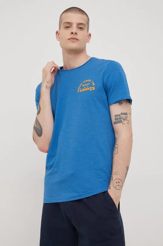 μπλε Βαμβακερό μπλουζάκι Tom Tailor Ανδρικά