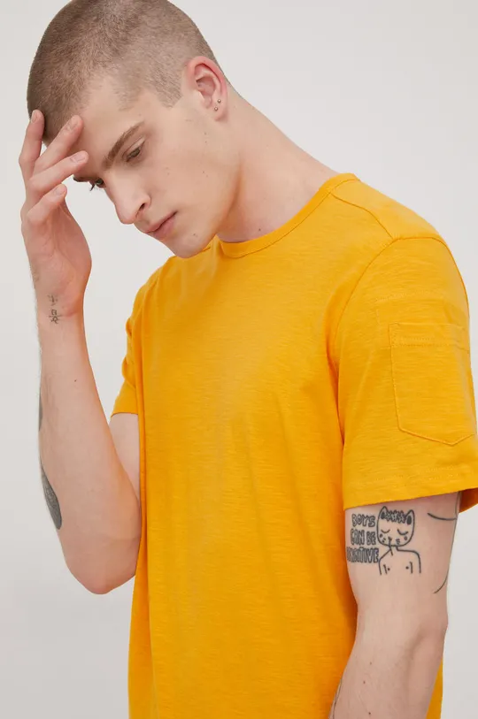 oranžová Bavlnené tričko Tom Tailor Pánsky