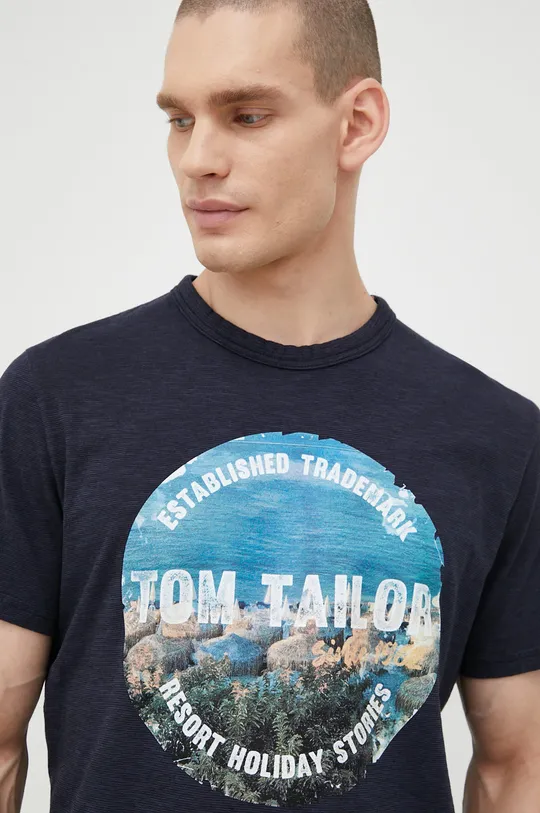 granatowy Tom Tailor t-shirt bawełniany