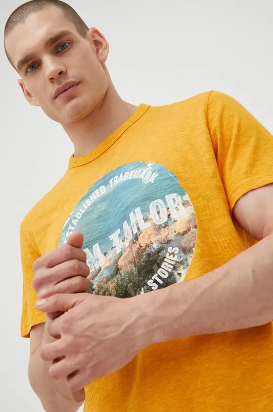 rumena Bombažen t-shirt Tom Tailor Moški