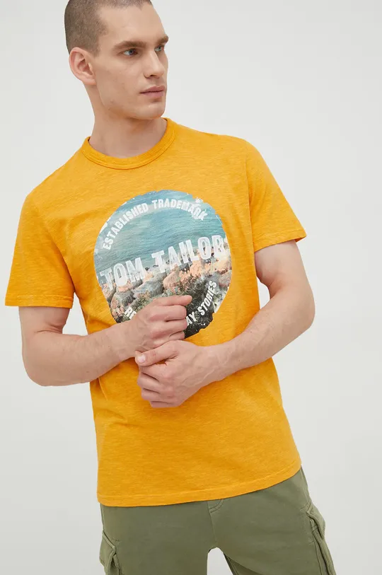 rumena Bombažen t-shirt Tom Tailor