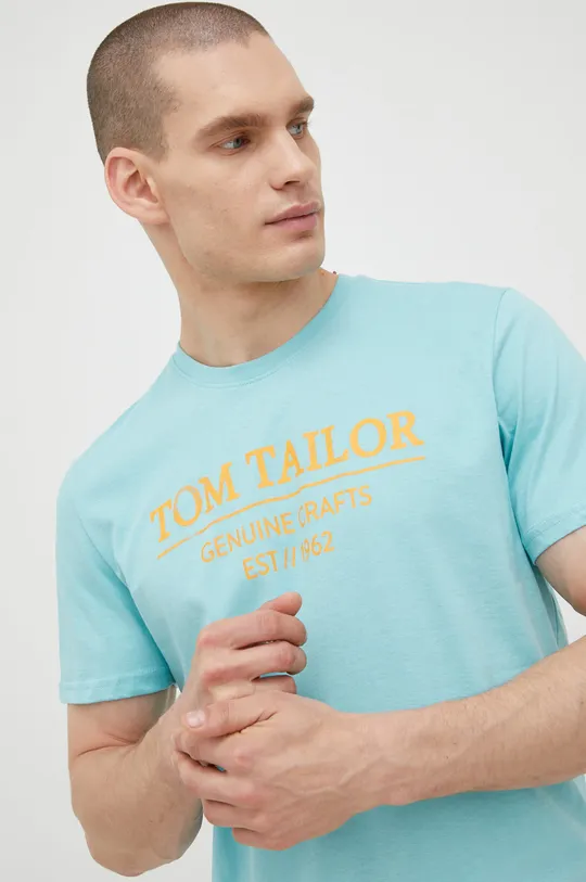 τιρκουάζ Βαμβακερό μπλουζάκι Tom Tailor Ανδρικά