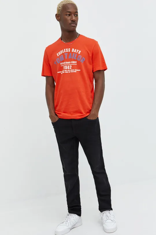 Tom Tailor t-shirt bawełniany pomarańczowy