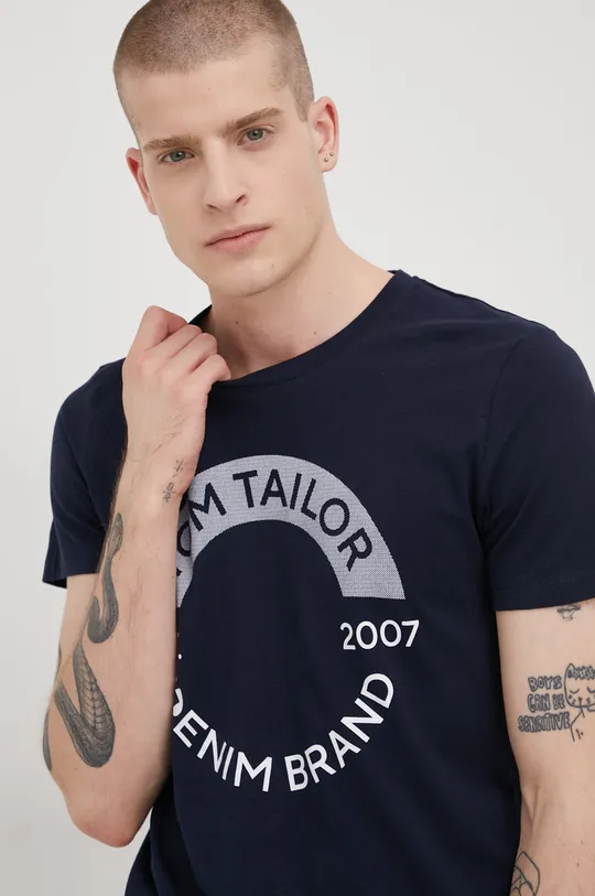 σκούρο μπλε Βαμβακερό μπλουζάκι Tom Tailor Ανδρικά