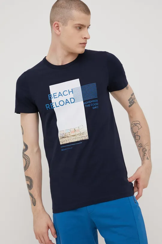 granatowy Tom Tailor t-shirt bawełniany Męski