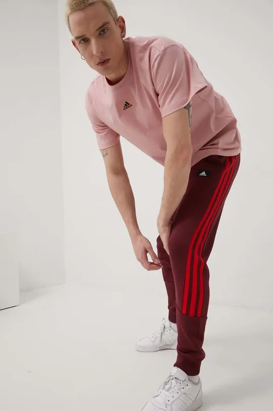 Βαμβακερό μπλουζάκι adidas ροζ
