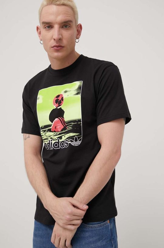 czarny adidas Originals t-shirt bawełniany HC2128 Męski