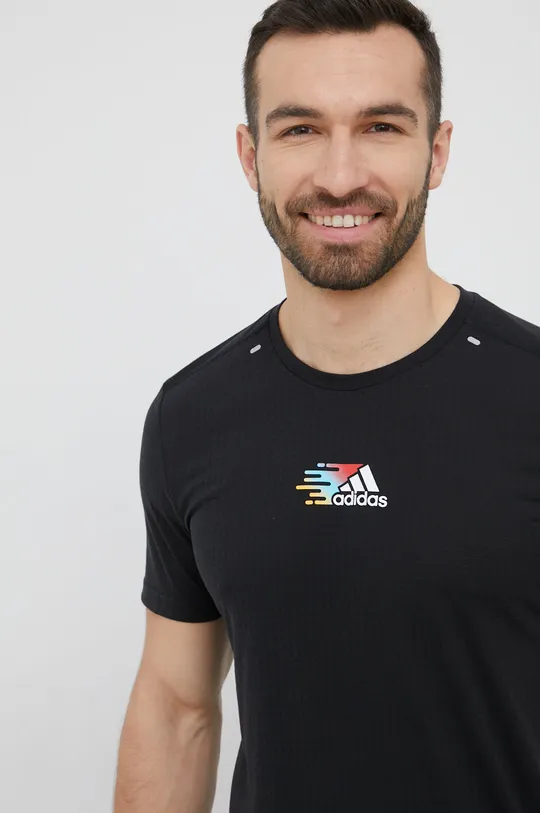 czarny adidas Performance t-shirt do biegania Signature H58601
