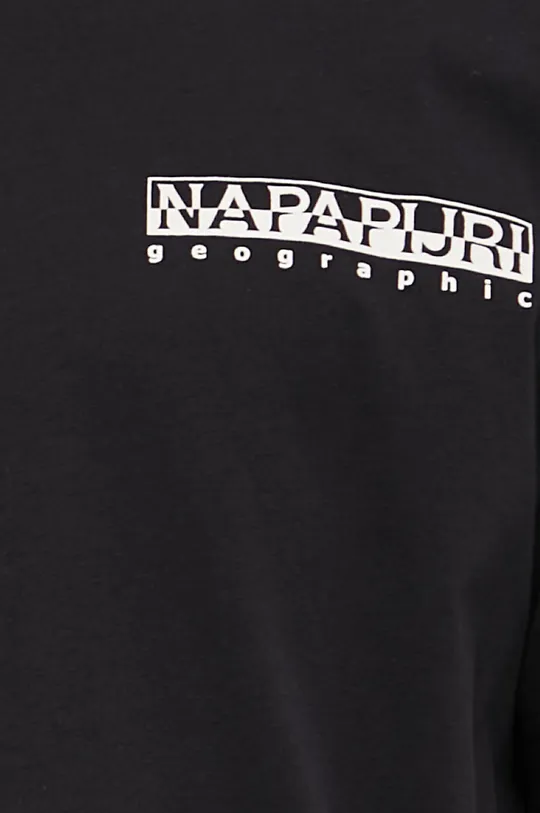 μαύρο Βαμβακερό μπλουζάκι Napapijri