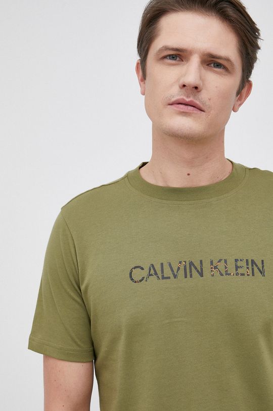 olivová Tričko Calvin Klein Performance Pánský