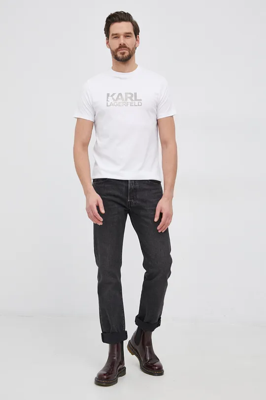 Karl Lagerfeld T-shirt bawełniany 521224.755400 biały