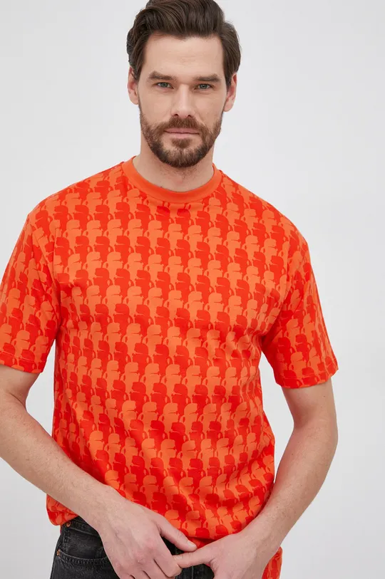 pomarańczowy Karl Lagerfeld T-shirt bawełniany 521224.755186