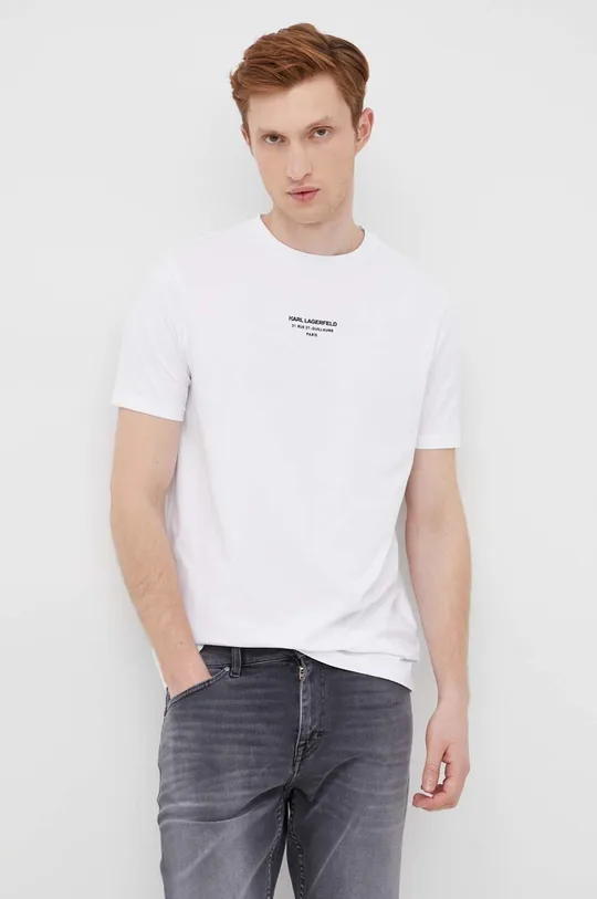 λευκό Μπλουζάκι Karl Lagerfeld Ανδρικά