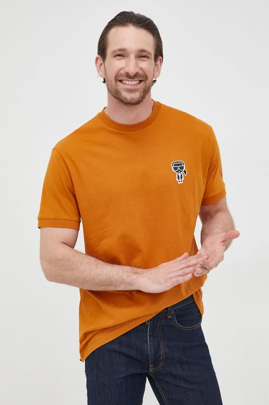 πορτοκαλί Βαμβακερό μπλουζάκι Karl Lagerfeld Ανδρικά