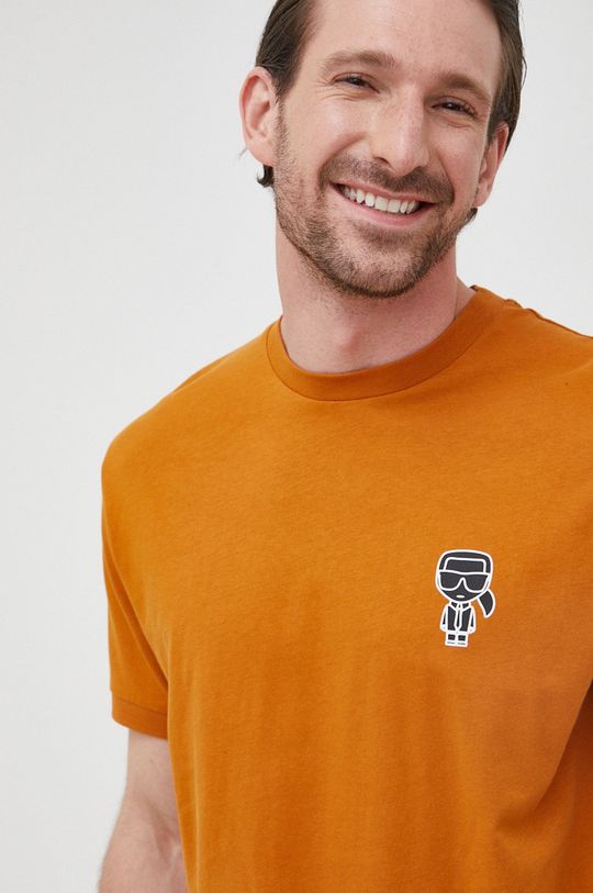 oranžová Bavlněné tričko Karl Lagerfeld