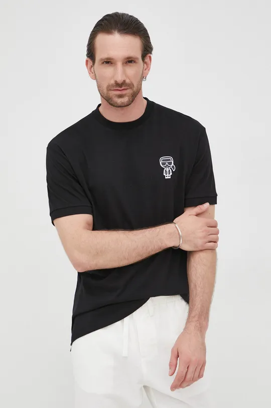 čierna Bavlnené tričko Karl Lagerfeld Pánsky