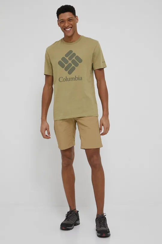 Βαμβακερό μπλουζάκι Columbia πράσινο