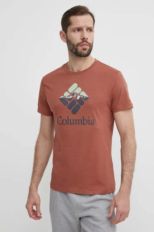 czerwony Columbia t-shirt bawełniany Rapid Ridge