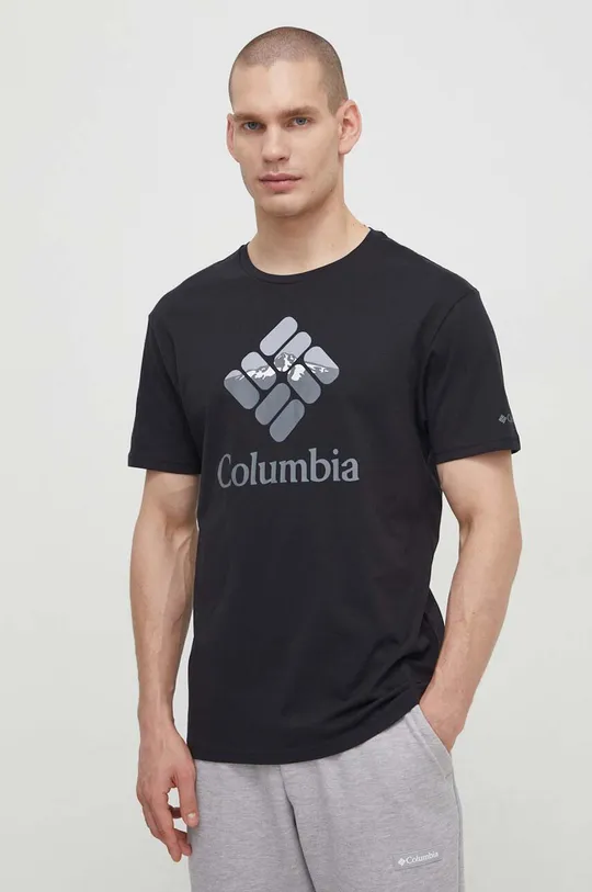 чёрный Хлопковая футболка Columbia Мужской