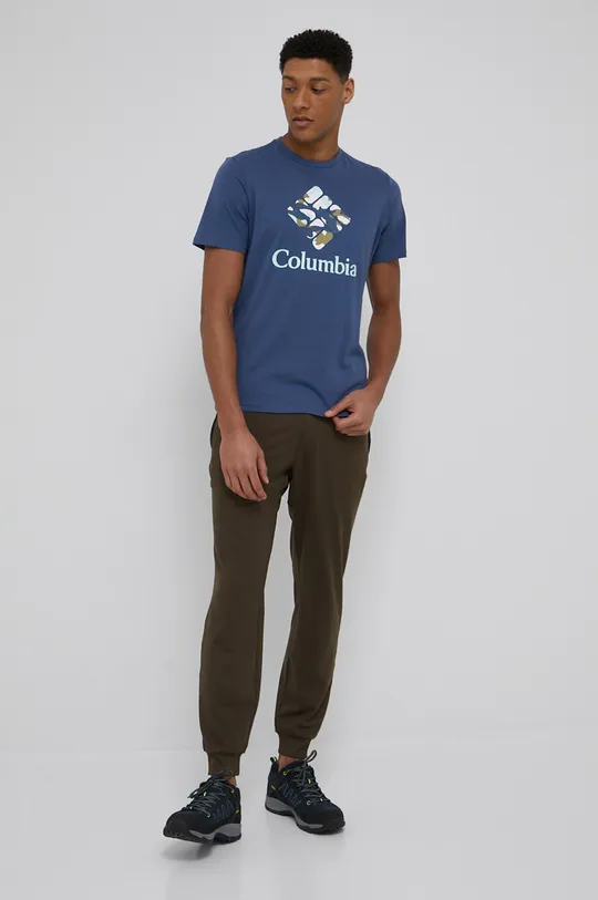 Бавовняна футболка Columbia темно-синій