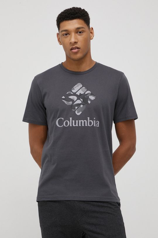 šedá Bavlněné tričko Columbia Pánský