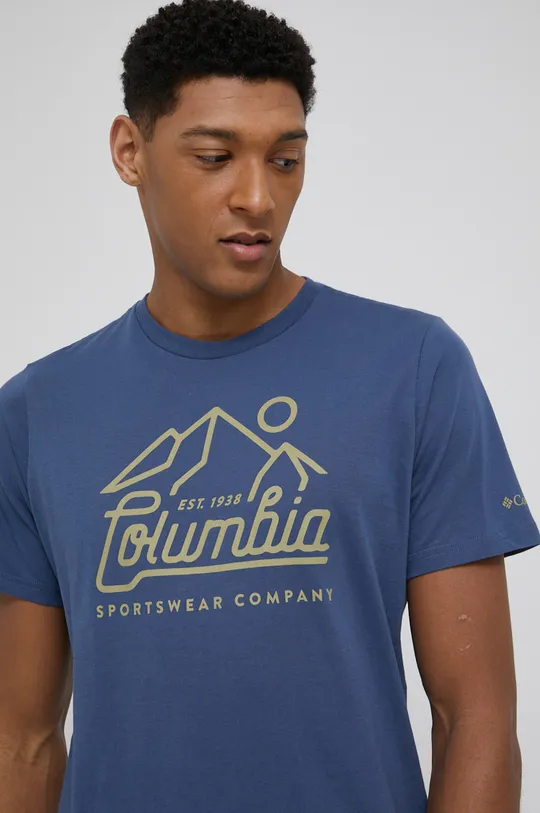 modrá Bavlnené tričko Columbia Pánsky