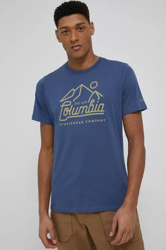 niebieski Columbia t-shirt bawełniany