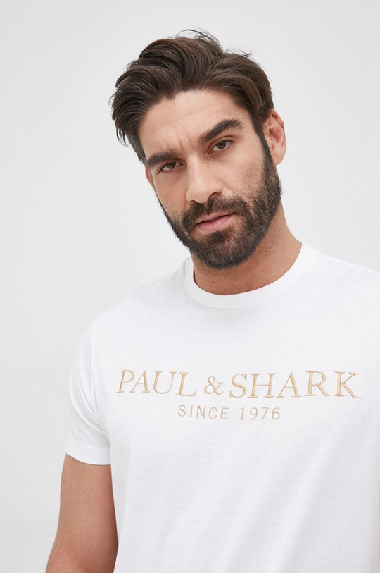 λευκό Βαμβακερό μπλουζάκι Paul&Shark