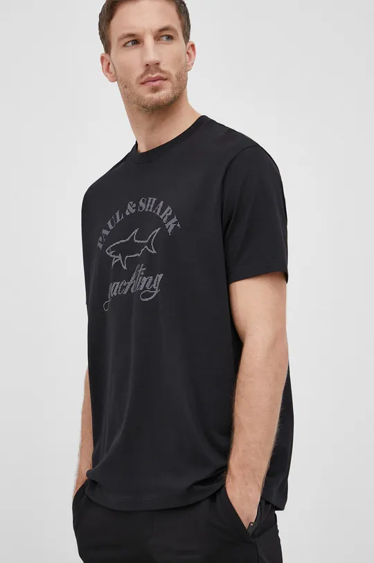 μαύρο Paul&Shark - Βαμβακερό μπλουζάκι Ανδρικά
