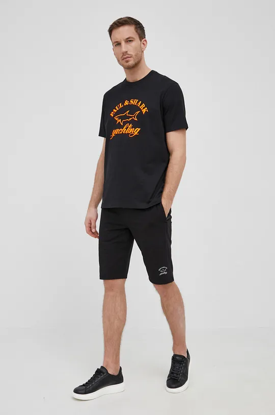Paul&Shark - Βαμβακερό μπλουζάκι μαύρο