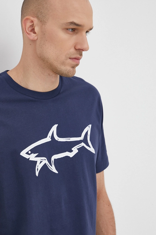 granatowy Paul&Shark T-shirt bawełniany