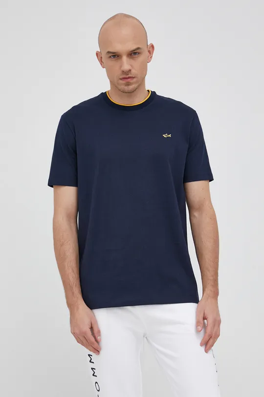 mornarsko modra Bombažen t-shirt Paul&Shark Moški