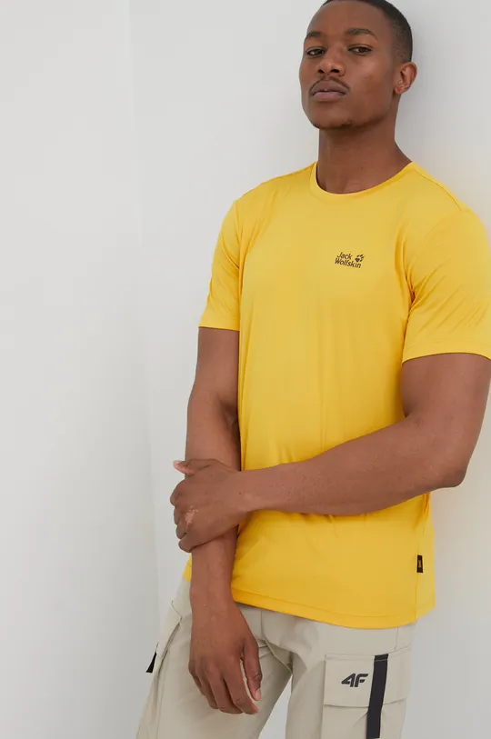 żółty Jack Wolfskin t-shirt sportowy Tech
