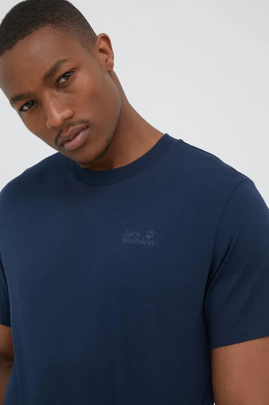 mornarsko modra Bombažen t-shirt Jack Wolfskin