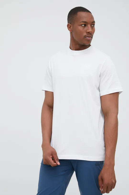 λευκό Βαμβακερό μπλουζάκι Jack Wolfskin Ανδρικά