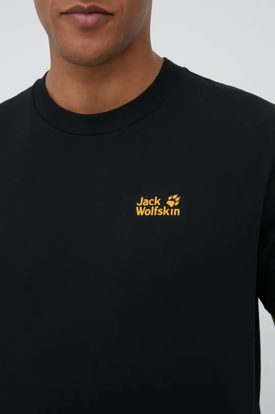 čierna Bavlnené tričko Jack Wolfskin
