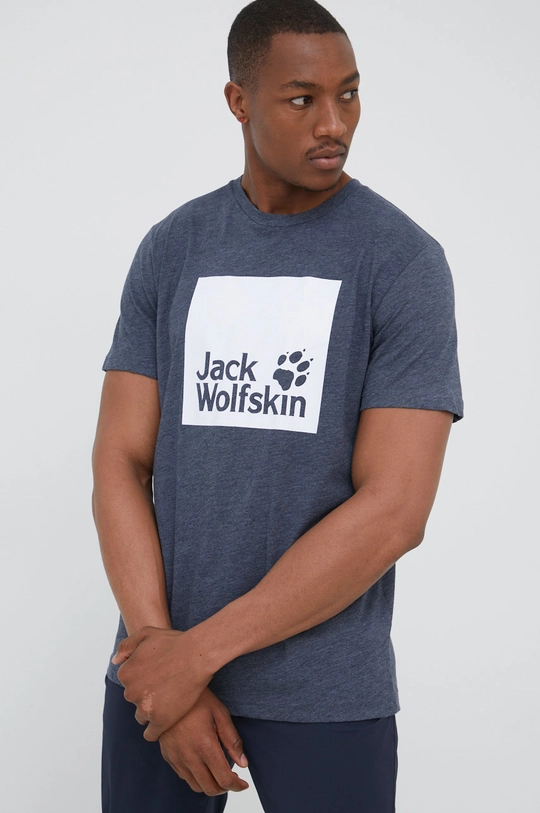 granatowy Jack Wolfskin t-shirt Męski