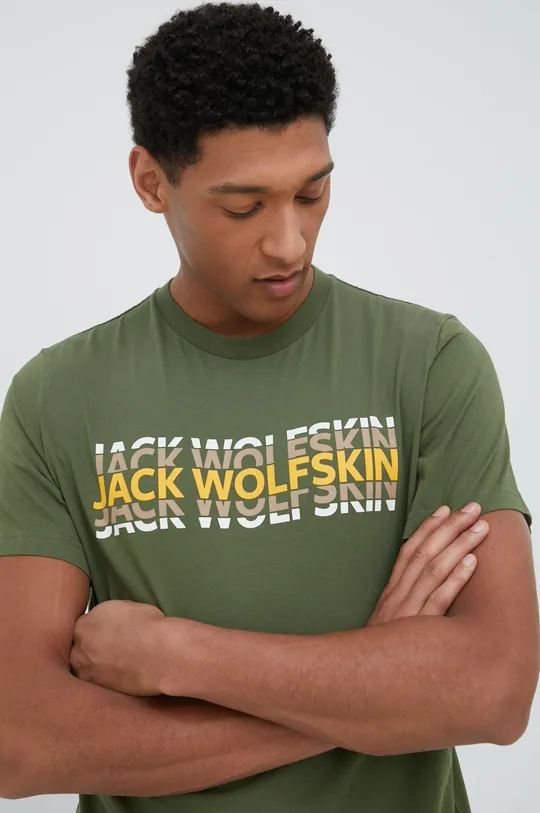 πράσινο Βαμβακερό μπλουζάκι Jack Wolfskin