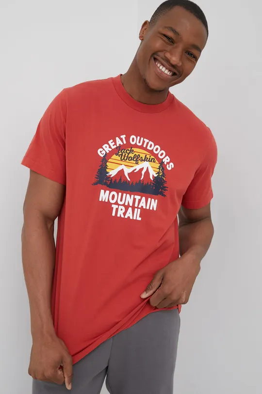 pomarańczowy Jack Wolfskin t-shirt bawełniany Męski