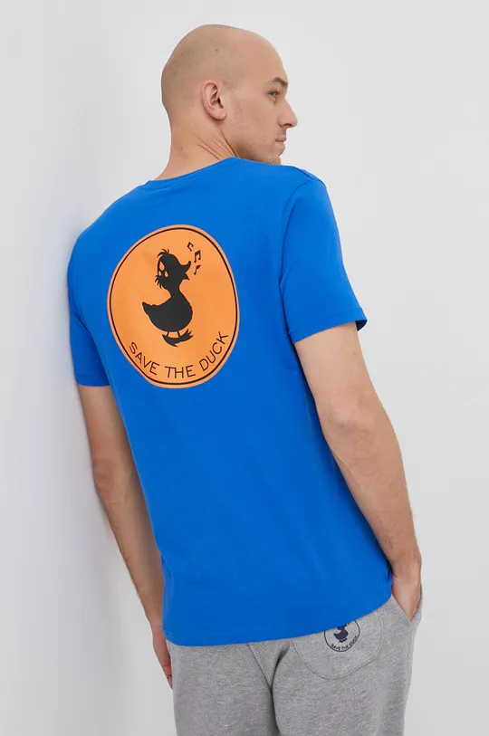 μπλε Βαμβακερό μπλουζάκι Save The Duck Ανδρικά