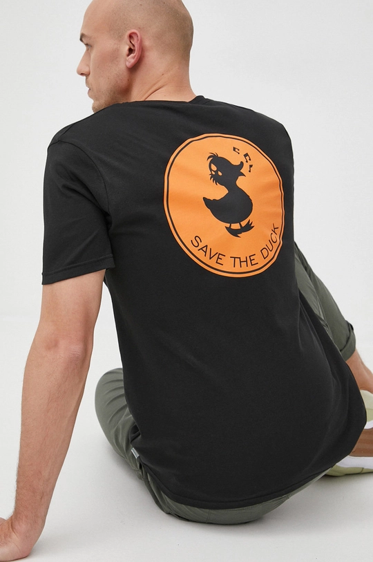 czarny Save The Duck t-shirt bawełniany Męski