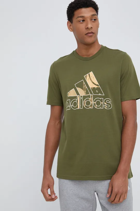 zelená Bavlnené tričko adidas HE4826
