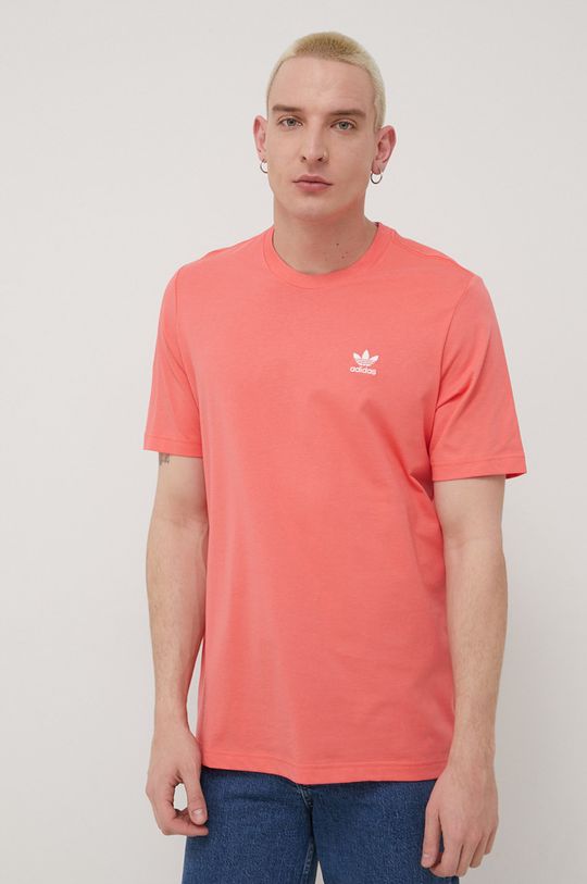 koralowy adidas Originals t-shirt bawełniany Adicolor HE9441 Męski