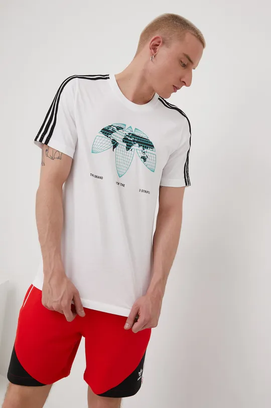 biały adidas Originals t-shirt bawełniany HF4907 Męski
