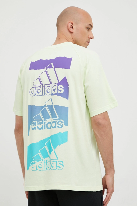 зелёный Хлопковая футболка adidas Мужской